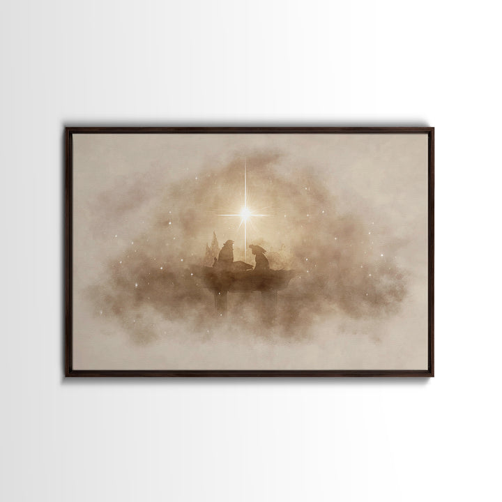 Holy Manger Light – Framed Canvas Print – Christian Wall Art – Christmas Art Prints – Christian Christmas Art – Modern Christian Art