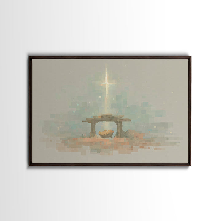 Starry Stable Hope – Framed Canvas Print – Christmas Canvas Wall Art – Christian Decorations – Christian Art Work – Christian Christmas Dec