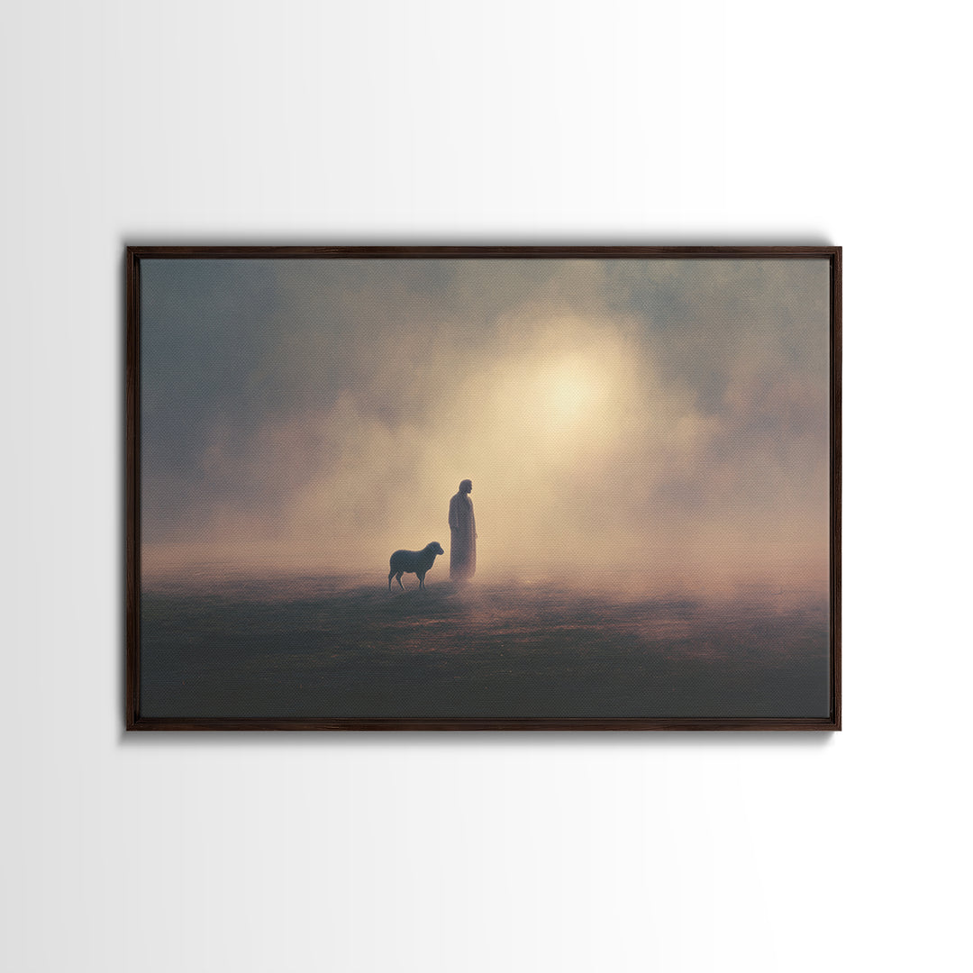Quiet Path Devotion – Framed Canvas Print – Jesus Wall Art – Modern Christian Art – Christian Art Gift – Pastoral Scenery