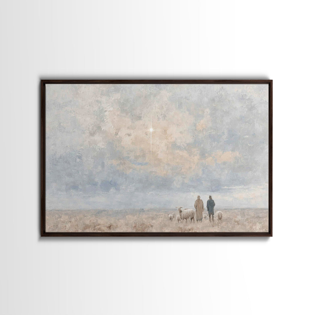 Star Of Hope – Framed Canvas Print – Christian Art Canvas – Christian Christmas Art – Christian Wall Art – Minimalist Christian Art