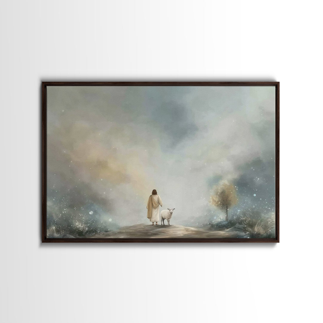 Shepherds Of Light – Framed Canvas Print – Christian Wall Art – Jesus Painting – Christian Art Canvas – Christian Decor – Christmas Art