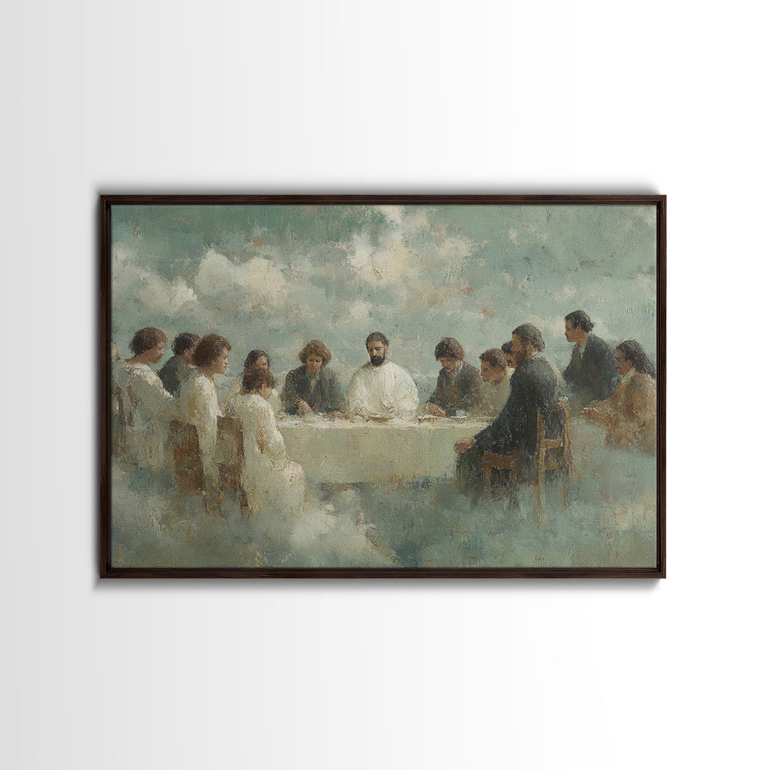 Heavenly Table Gathering – Framed Canvas Print – Christian Art Canvas – Modern Christian Painting – Jesus Wall Art – Christian Decorations