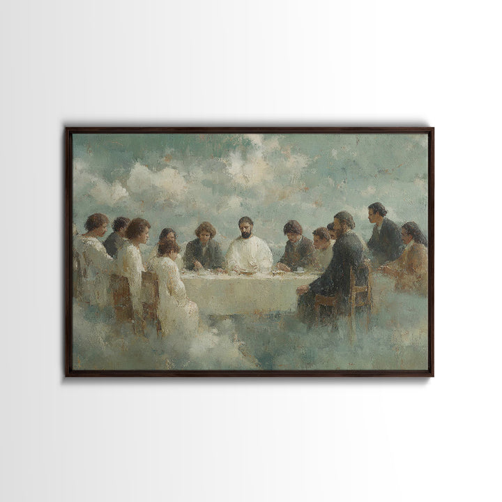 Heavenly Table Gathering – Framed Canvas Print – Christian Art Canvas – Modern Christian Painting – Jesus Wall Art – Christian Decorations