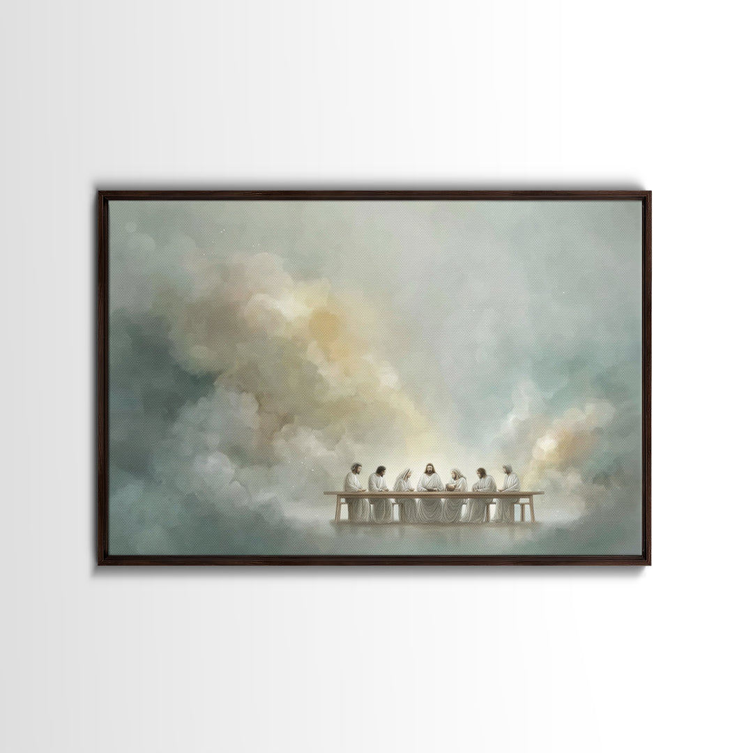 Clouds Of Communion, Framed Canvas Print, Christian Art Work, Jesus Painting, Large Christian Painting, Christian Christmas Decor, Christia