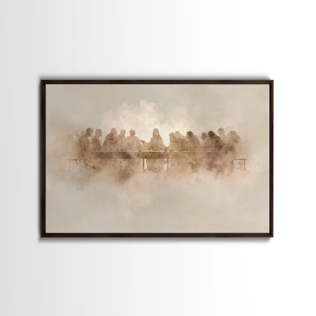 Divine Night Gathering, Framed Canvas Print, Christian Wall Art, Jesus Painting, Christian Christmas Art, Framed Christmas Art, Christian A