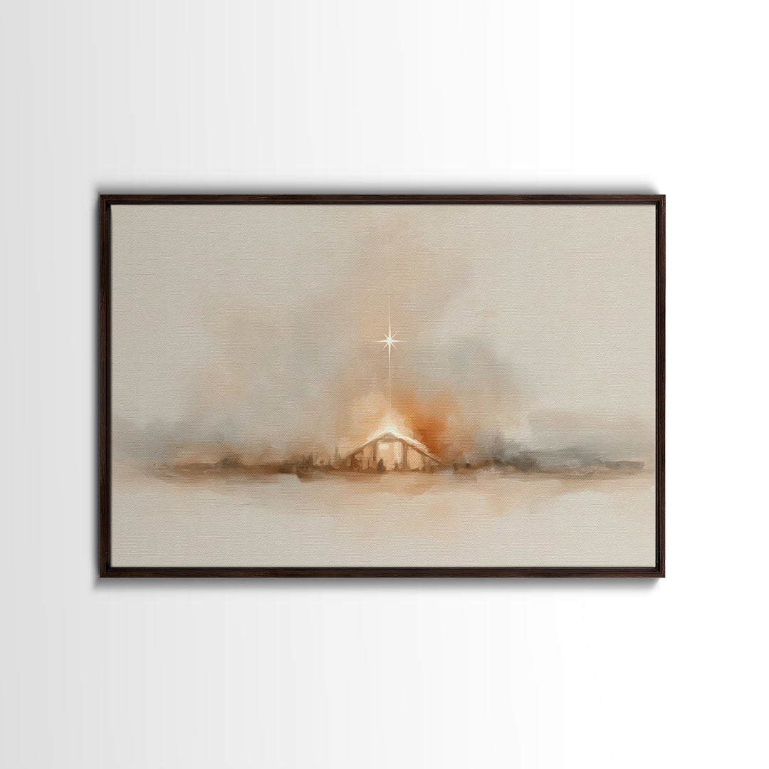 Heavenly Night – Framed Canvas Print – Christian Wall Art – Christmas Art – Christian Art Canvas – Jesus Christmas Art – Christian Gift