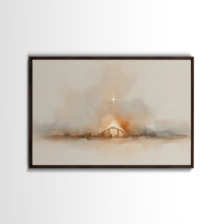 Heavenly Night – Framed Canvas Print – Christian Wall Art – Christmas Art – Christian Art Canvas – Jesus Christmas Art – Christian Gift