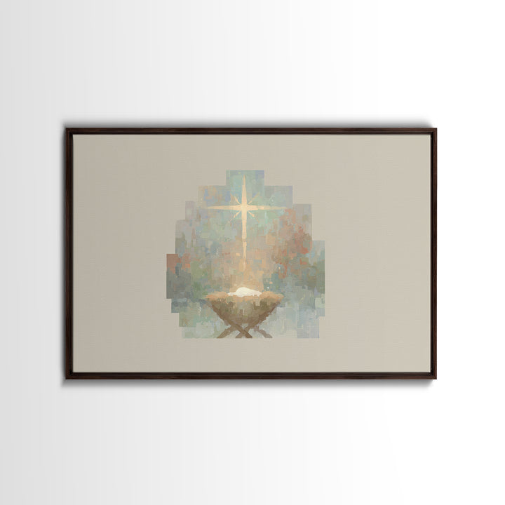 Sacred Dawn | Framed Canvas Print | Christian Art Canvas | Christmas Wall Art | Jesus Painting | Christian Christmas Art | Christian Home D