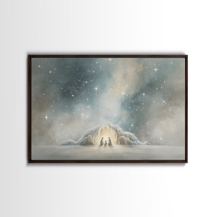 Blessed Nativity – Framed Canvas Print – Christian Christmas Art – Christian Wall Art – Jesus Painting – Christmas Art Work – Christian Dec