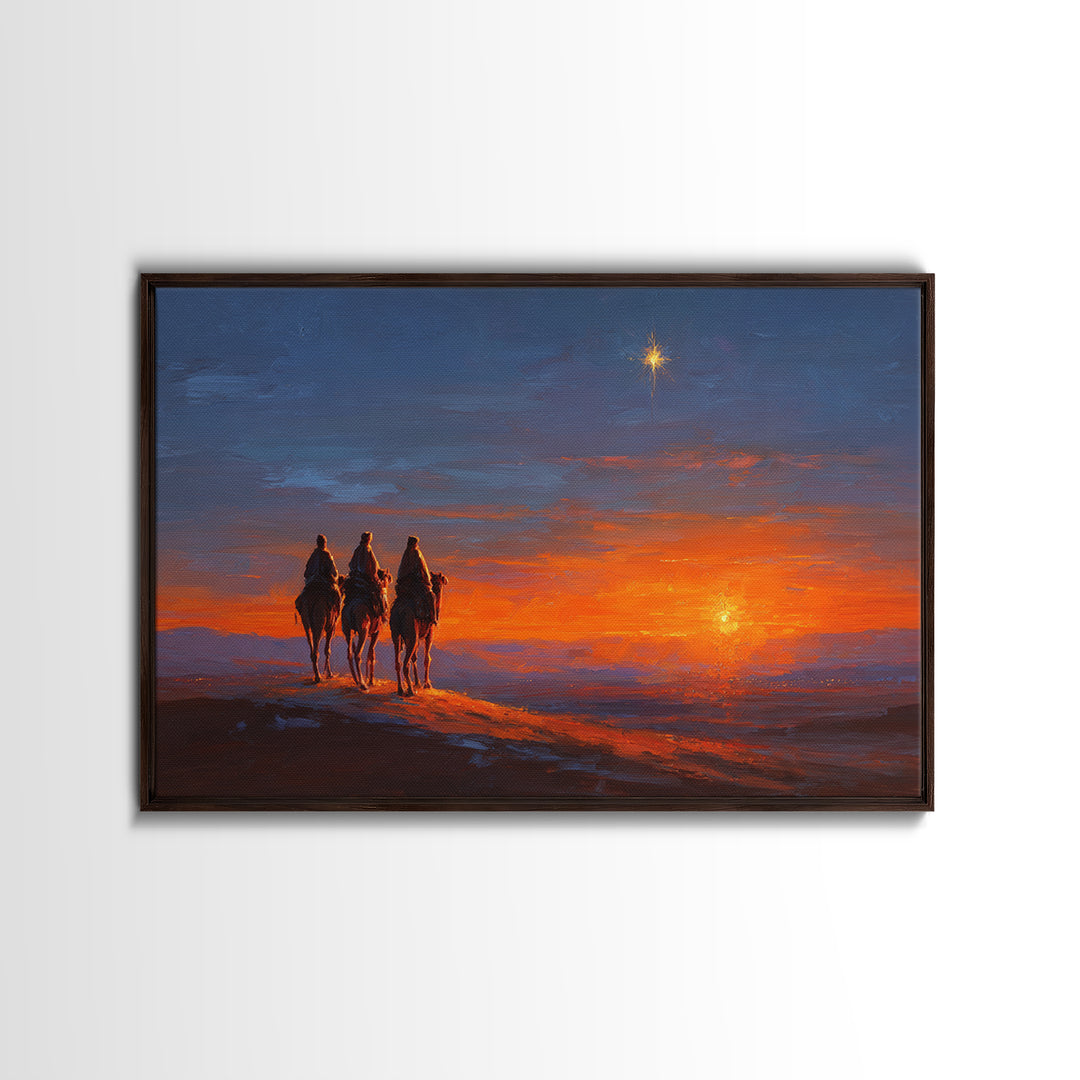 Bethlehem Journey – Framed Canvas Print – Christian Art Canvas – Christian Art – Christian Christmas Art – Christmas Wall Art – Subtle Chri