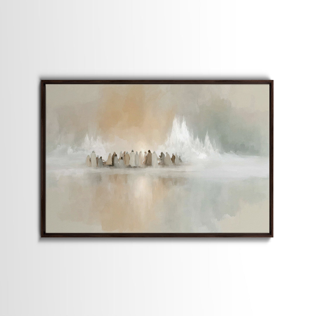 Gathered In Light | Framed Canvas Print | Christian Art Canvas | Christmas Art | Christian Wall Art | Jesus Christmas Art | Christian Decor