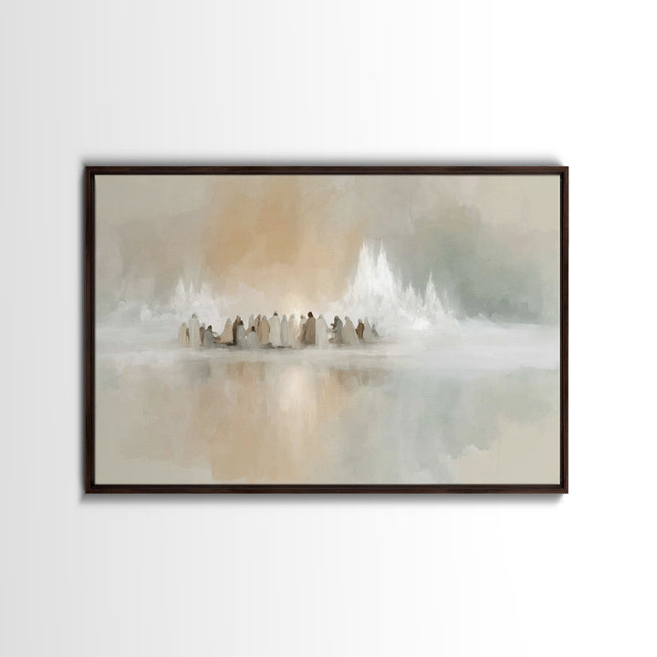 Gathered In Light | Framed Canvas Print | Christian Art Canvas | Christmas Art | Christian Wall Art | Jesus Christmas Art | Christian Decor