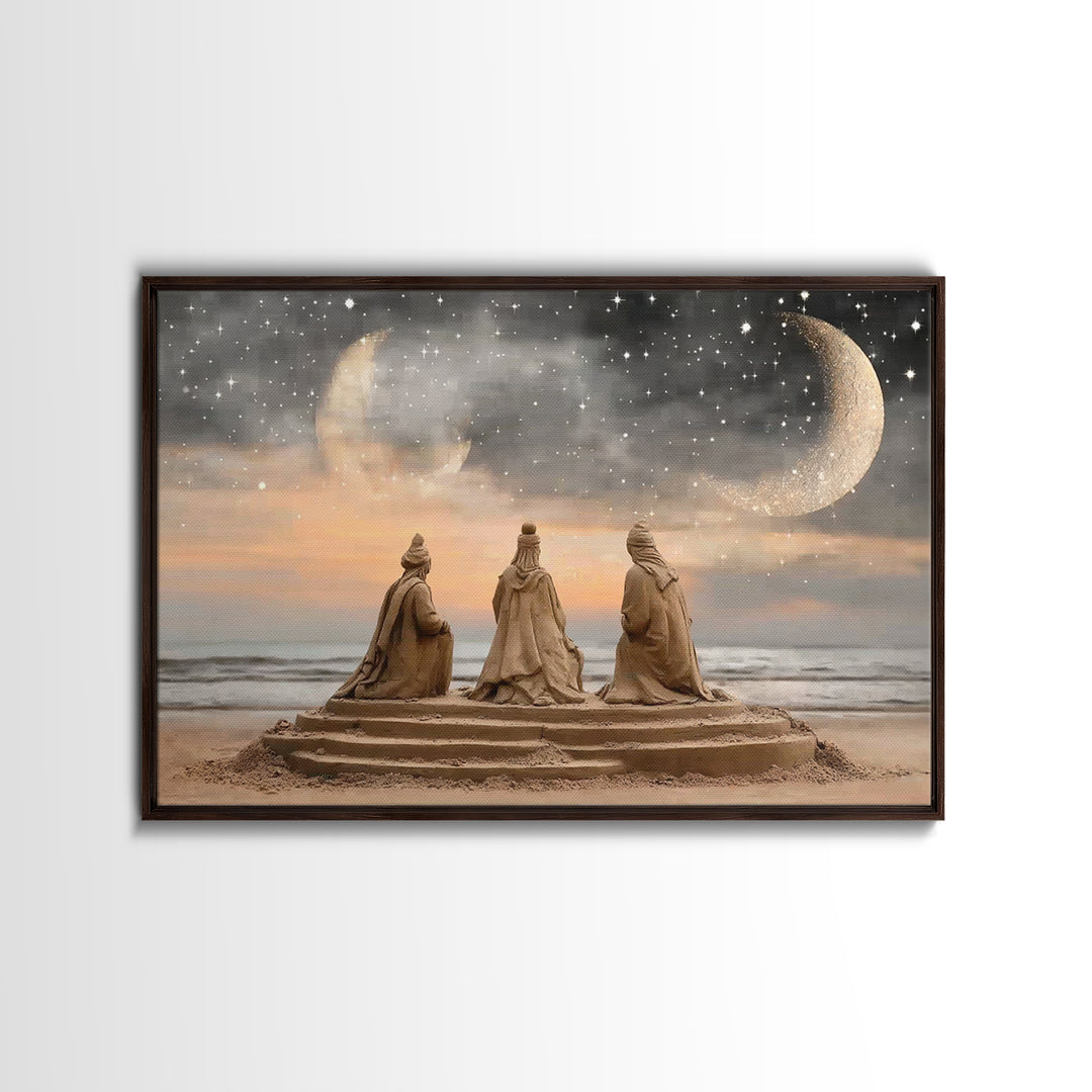 Moonlit Journey | Framed Canvas Print | Christian Wall Art | Jesus Christmas Art | Christian Art Canvas | Christmas Art | Christian Gift Id