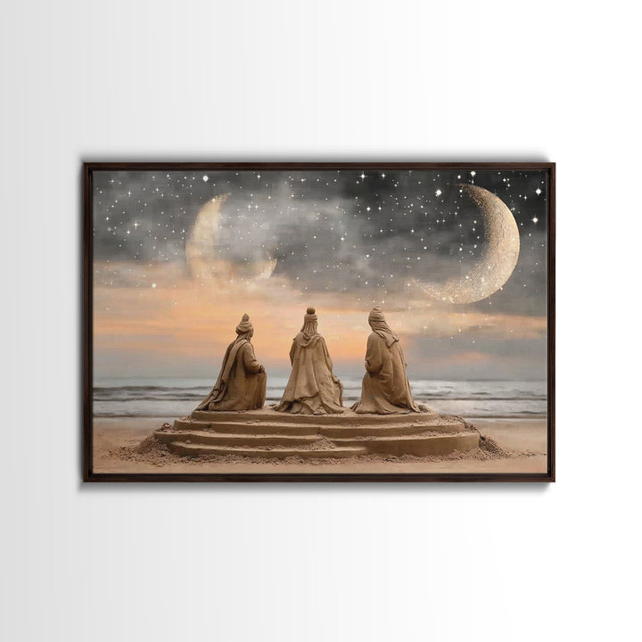 Moonlit Journey | Framed Canvas Print | Christian Wall Art | Jesus Christmas Art | Christian Art Canvas | Christmas Art | Christian Gift Id