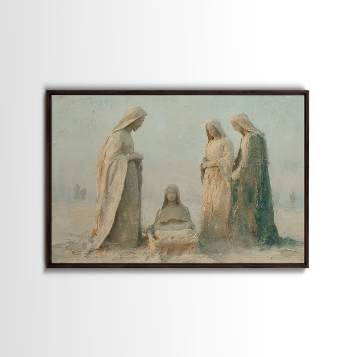 Humble Adoration, Framed Canvas Print, Christian Art Canvas, Christian Wall Art, Jesus Christmas Art, Christmas Art Work, Christian Gift Id
