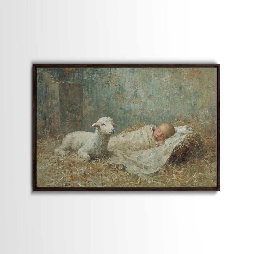 Holy Night Peace – Framed Canvas Print – Jesus Painting – Christian Wall Art – Christian Art Canvas – Christian Art – Christmas Wall Art