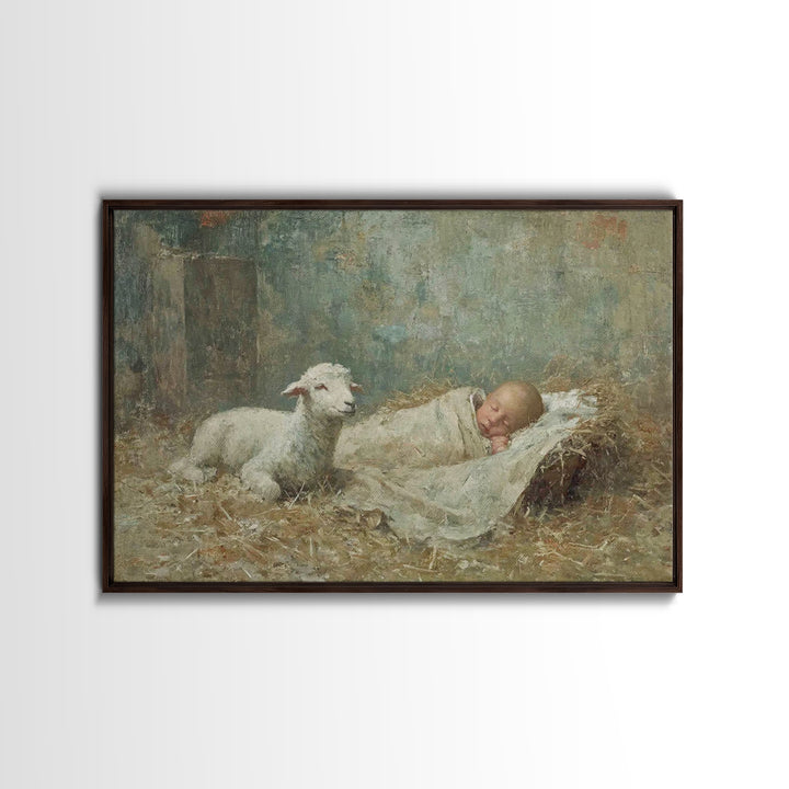 Holy Night Peace – Framed Canvas Print – Jesus Painting – Christian Wall Art – Christian Art Canvas – Christian Art – Christmas Wall Art