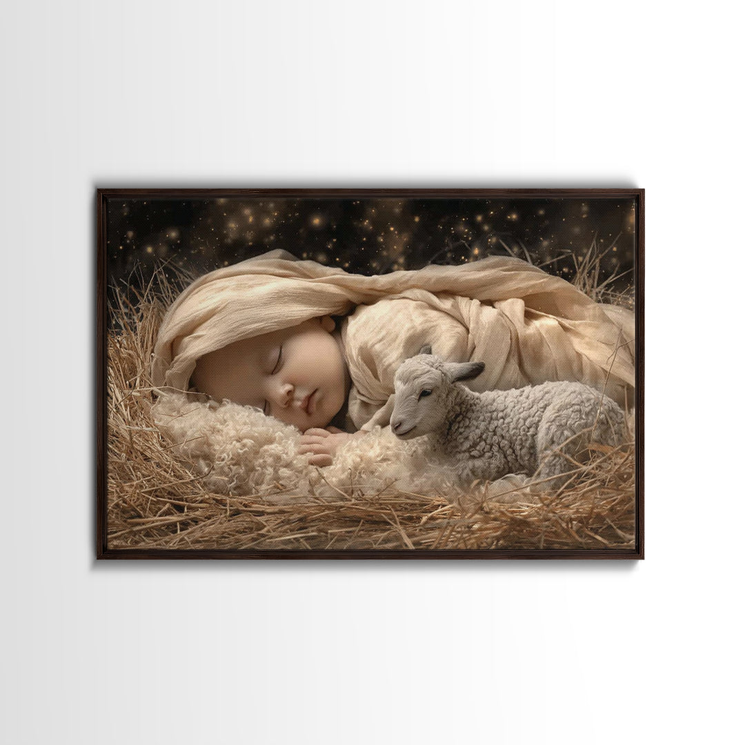 Blessed Arrival – Framed Canvas Print – Christian Art – Christian Art Canvas – Christmas Wall Art – Jesus Painting – Christian Wall Art