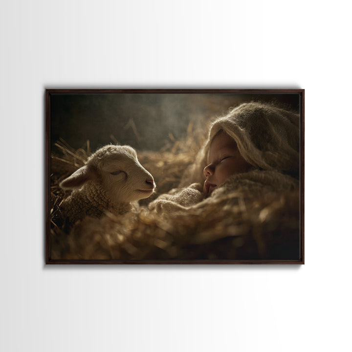 Sacred Slumber – Framed Canvas Print – Christian Art Canvas – Jesus Painting – Christian Wall Art – Christian Art – Christmas Wall Art