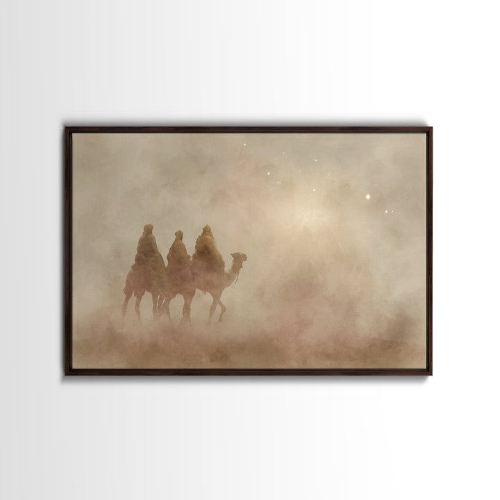 Sacred Night Trail – Framed Canvas Print – Christian Art – Christian Wall Art – Christian Christmas Art – Christmas Art Prints – Unique Chr
