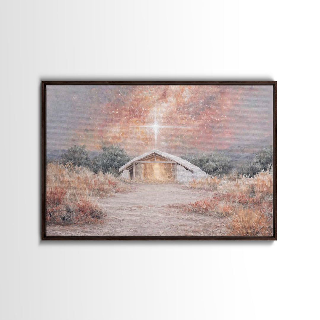 Cherished Nativity – Framed Canvas Print – Jesus Painting – Christian Art – Christian Wall Art – Christmas Wall Art – Christian Art Canvas