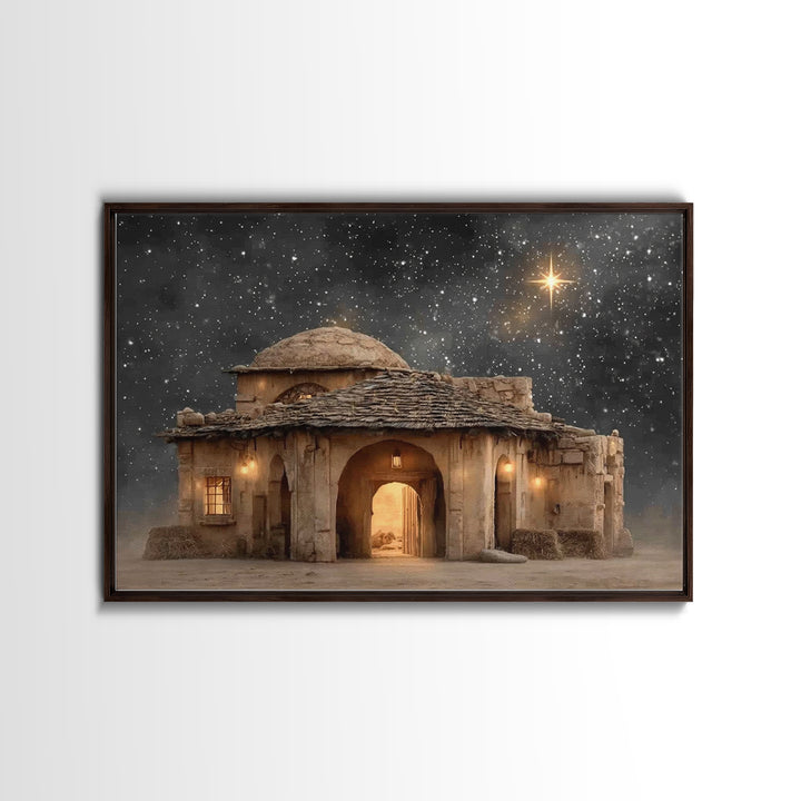 Bethlehem Night – Framed Canvas Print – Christian Art Canvas – Christmas Wall Art – Christian Christmas Art – Modern Christian Art