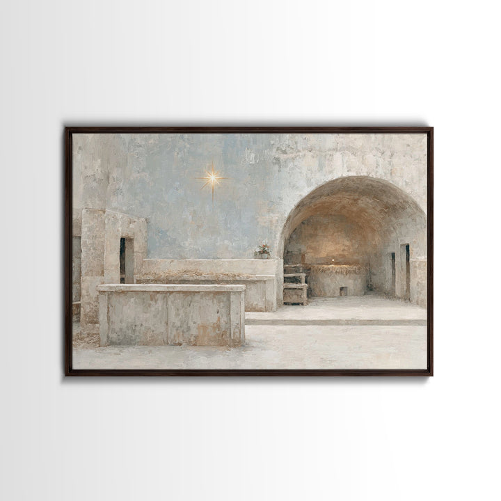 Star of Hope – Framed Canvas Print – Christian Wall Art – Christmas Art – Christian Art Canvas – Vintage Christmas Art