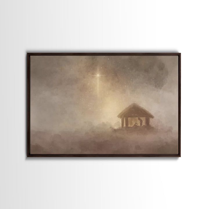 Silent Nativity – Framed Canvas Print – Christian Christmas Art – Christian Art Canvas – Christmas Wall Art – Christian Wall Art