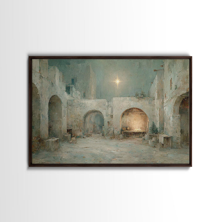 Holy Manger Light – Framed Canvas Print – Christian Art Canvas – Christian Wall Art – Christmas Art – Christian Christmas Art