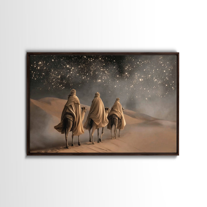 Night Of Wonder – Framed Canvas Print – Christian Art Canvas – Christian Christmas Art – Christian Wall Art – Christmas Art Work – Moody Ch