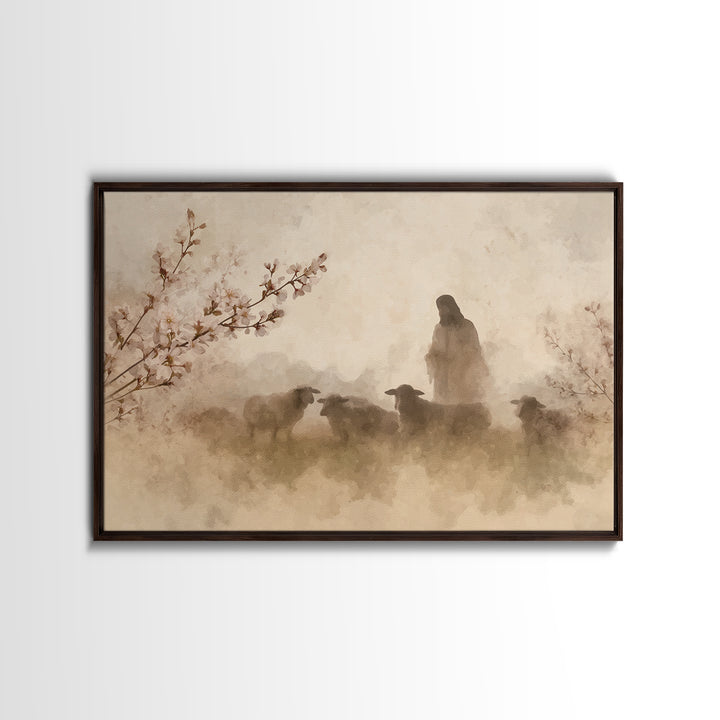 Guardian Of The Flock – Framed Canvas Print – Christian Art Canvas – Christian Wall Art – Christian Painting – Modern Christian Art – Chris