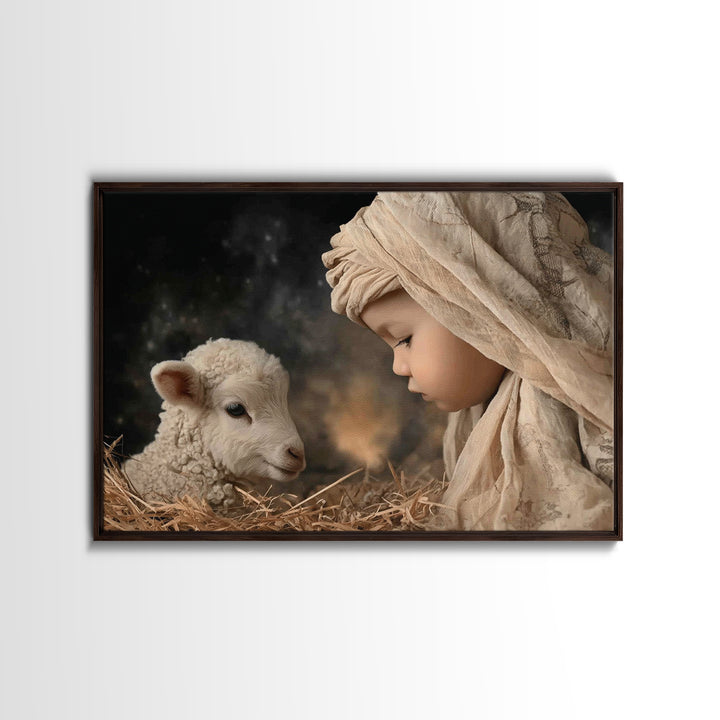 Manger Serenity | Framed Canvas Print | Christian Wall Art | Christian Art Canvas | Christmas Art Work | Jesus Painting | Christian Christm