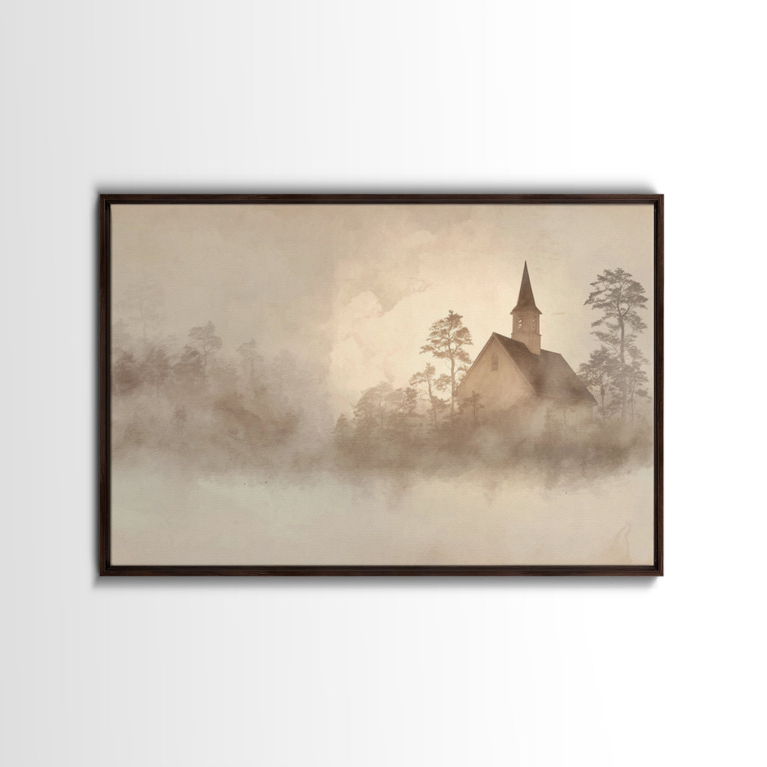 Autumn Chapel Peace – Framed Canvas Print – Christian Art, Christian Gift Ideas – Christian Art Canvas – Large Christian Art – Christmas Ar