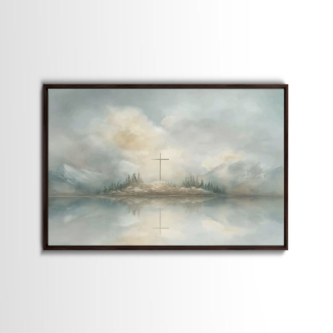Misty Faith Chapel | Framed Canvas Print | Christian Wall Art | Subtle Christian Art | Vintage Christian Art | Christmas Art Prints | Chris