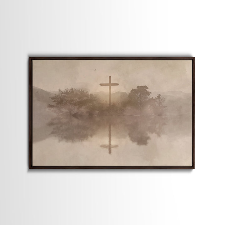 Cross Of Serenity – Framed Canvas Print – Christian Wall Art – Christian Art Canvas – Minimalist Christian Art – Christian Gift – Christmas
