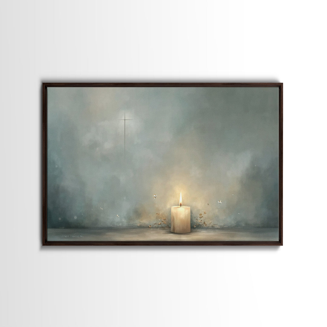 Candle Of Peace – Framed Canvas Print – Christian Wall Art – Christian Art Canvas – Minimalist Christian Art – Christian Decor