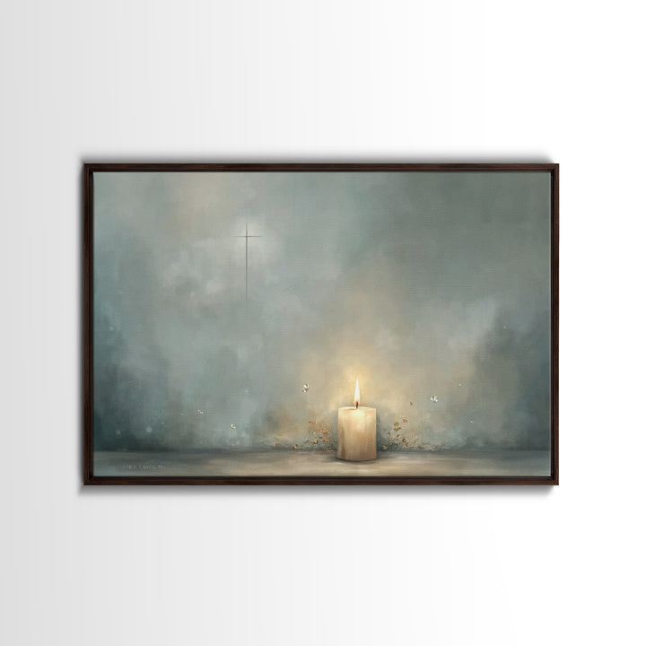Candle Of Peace – Framed Canvas Print – Christian Wall Art – Christian Art Canvas – Minimalist Christian Art – Christian Decor