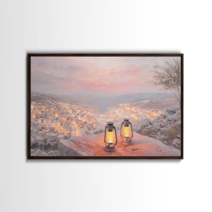 Hillside Glow – Framed Canvas Print – Christian Wall Art – Christmas Art – Christian Art Canvas – Christian Gift – Modern Christian Paintin