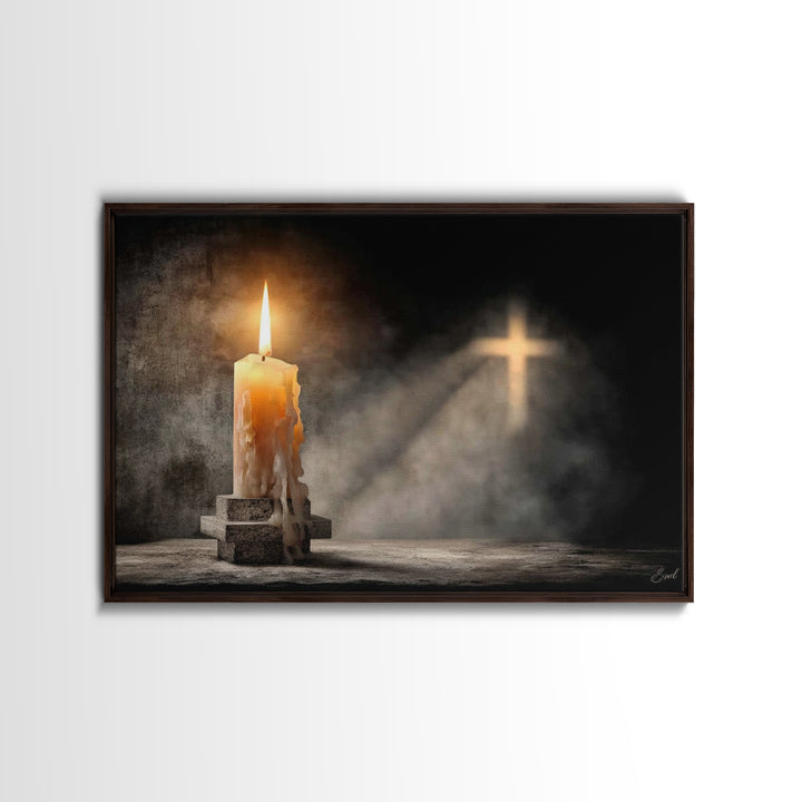Light Of Mercy | Framed Canvas Print | Christian Art Canvas | Christian Wall Art | Moody Christian Art | Christian Art