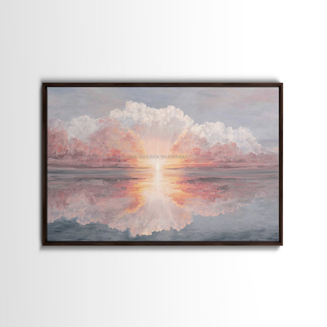 Heavenly Dawn Radiance, Framed Canvas Print, Christian Wall Art, Christian Art Canvas, Modern Christian Art, Christian Gift Ideas, Christma