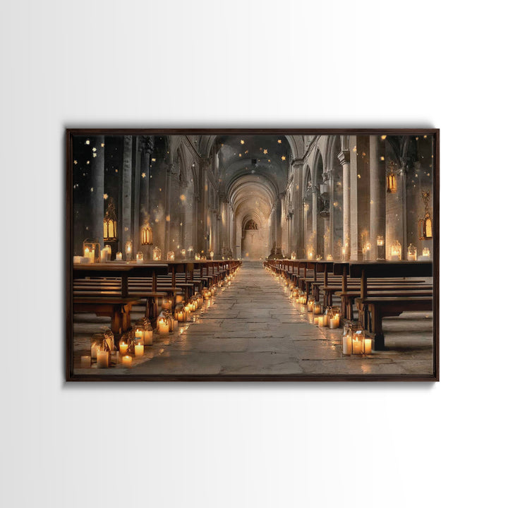 Midnight Chapel Light | Framed Canvas Print | Christian Wall Art | Christian Art Canvas | Moody Christian Art | Christian Gift Ideas | Chri