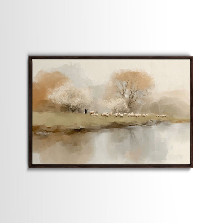 Shepherds In Bloom | Framed Canvas Print | Christian Wall Art | Christian Art Canvas | Pastoral Scenery | Christian Art Prints | Christian