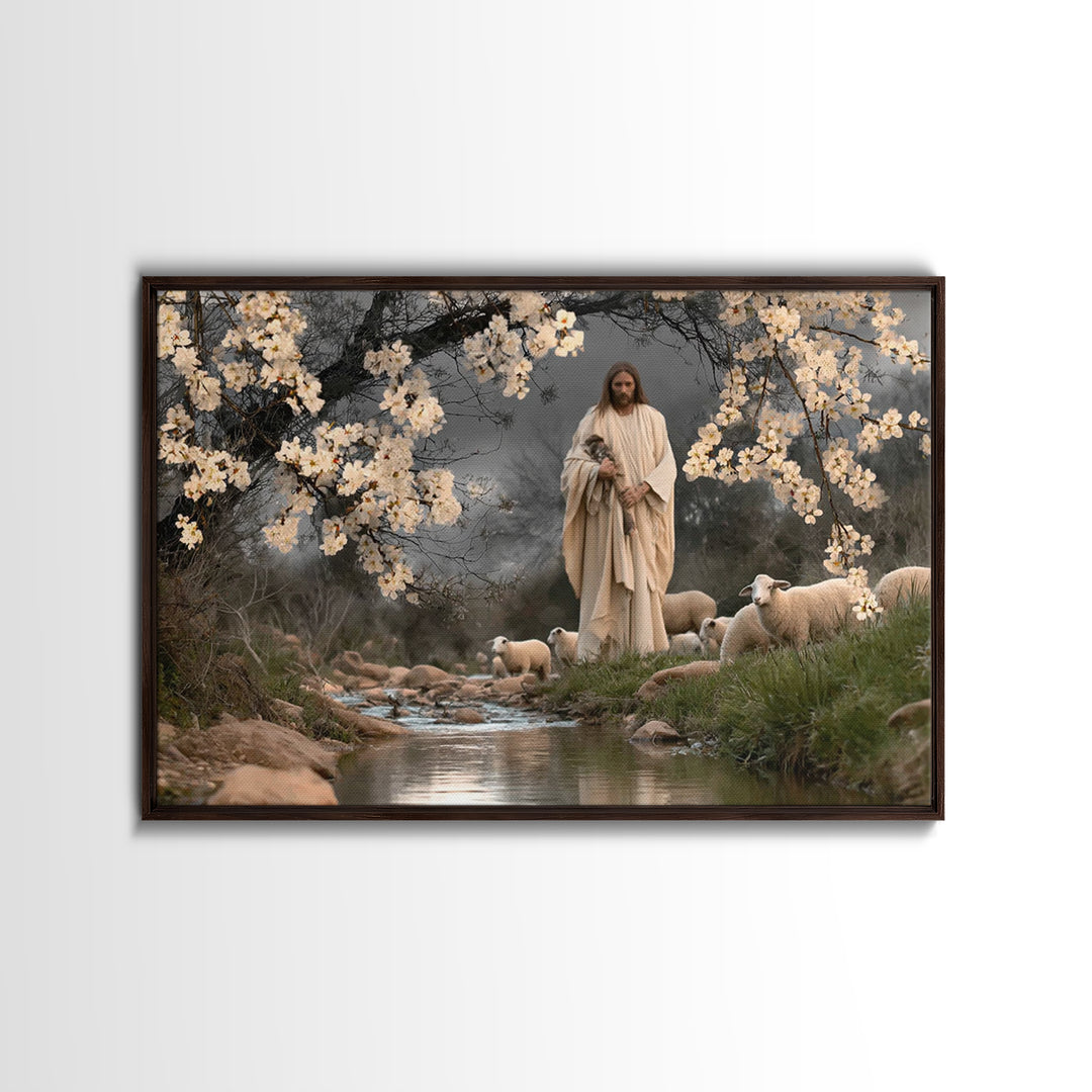 The Good Shepherd – Framed Canvas Print – Jesus Painting – Christian Wall Art – Christian Art Canvas – Christian Gift Ideas – Christian Dec