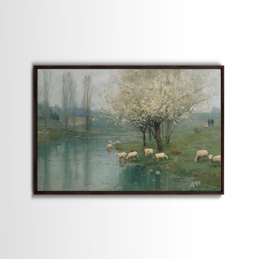Still Waters Grace, Framed Canvas Print, Christian Wall Art, Christian Art Canvas, Vintage Christian Art, Christian Painting, Christian Gif