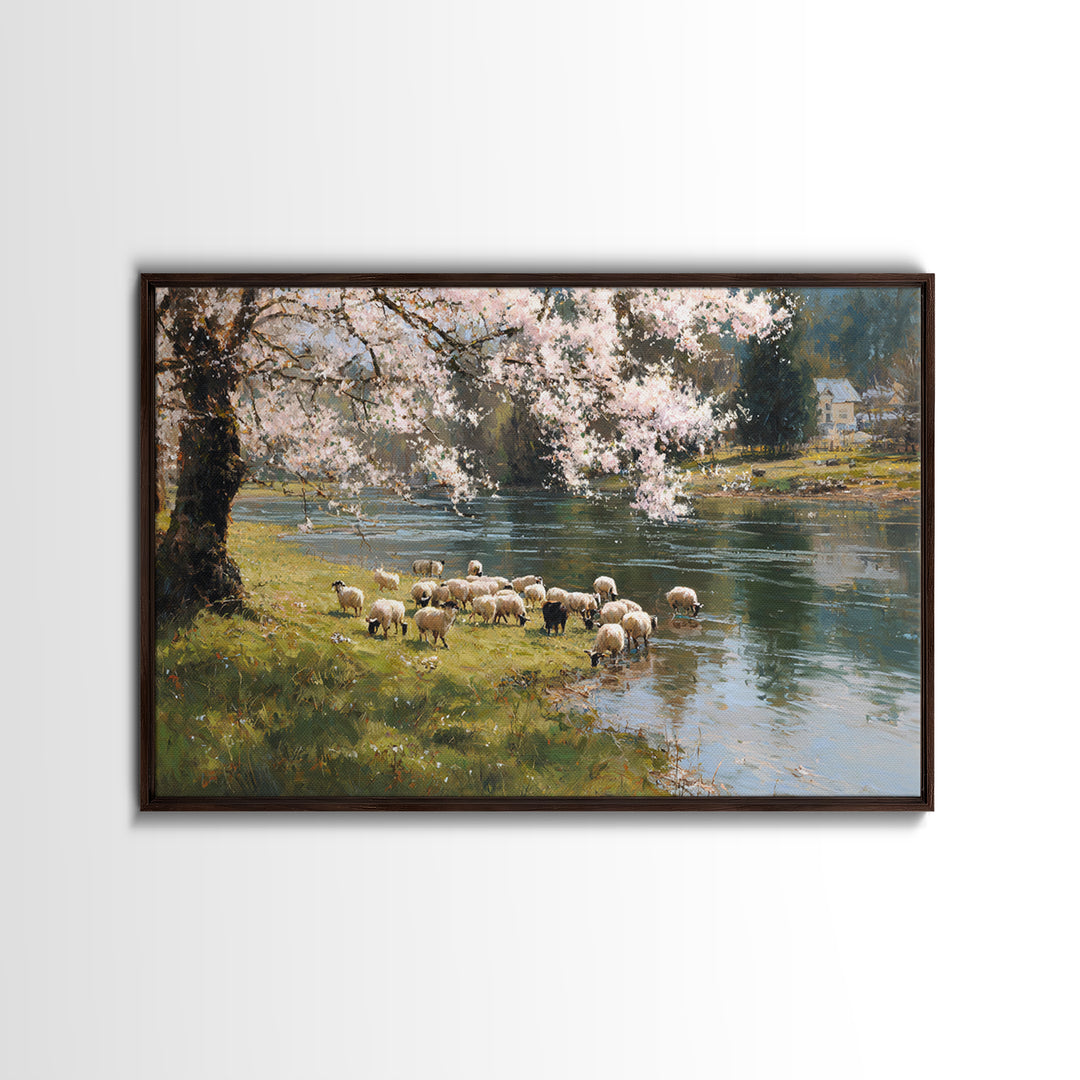 Spring Shepherd Light | Framed Canvas Print | Christian Wall Art | Christian Art Canvas | Pastoral Scenery | Christian Art Work | Christian