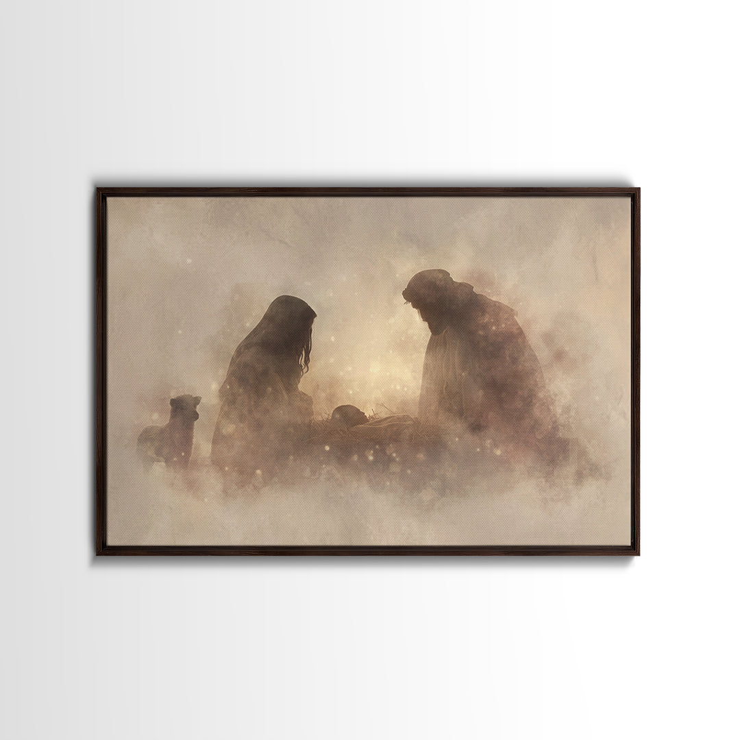 Holy Night Grace – Framed Canvas Print – Christian Wall Art – Jesus Painting – Christian Christmas Art – Christian Art Canvas – Jesus Art