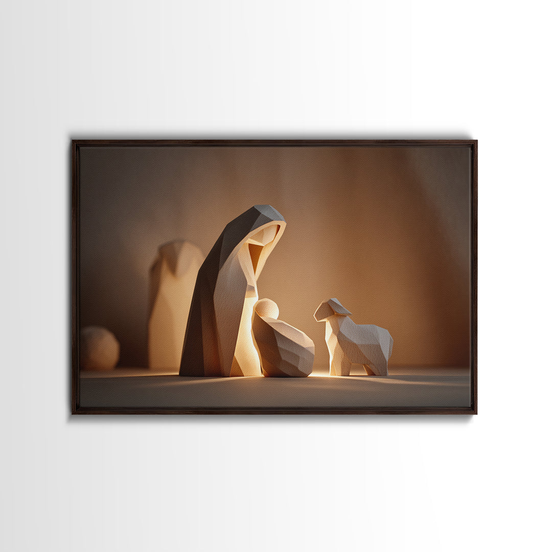 Gentle Nativity Sky | Framed Canvas Print | Christian Wall Art | Christian Christmas Art | Jesus Painting | Christmas Art Prints | Christia