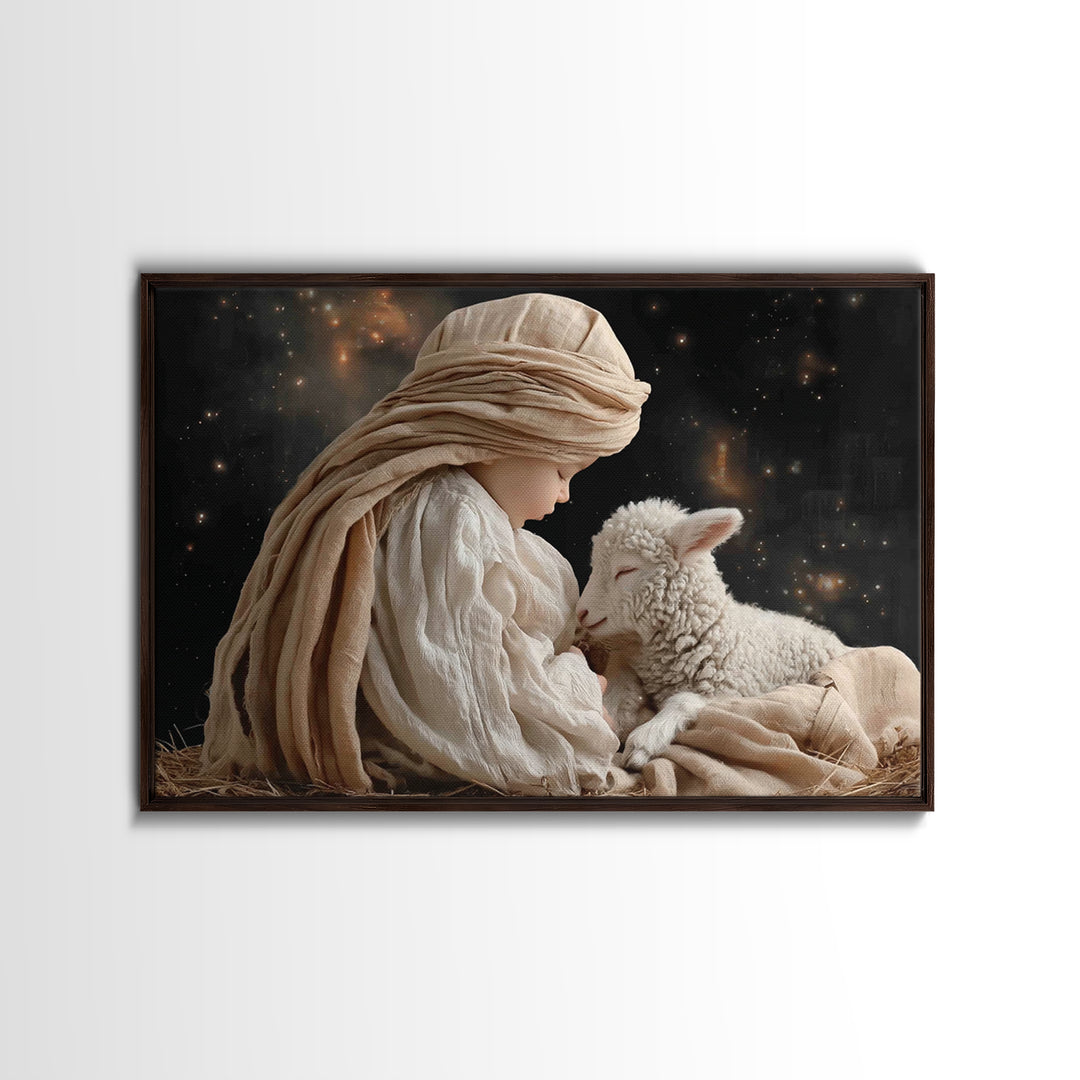 Blessed Dawn Family, Framed Canvas Print, Christian Christmas Art, Christian Art Canvas, Jesus Painting, Christian Wall Art, Christmas Art