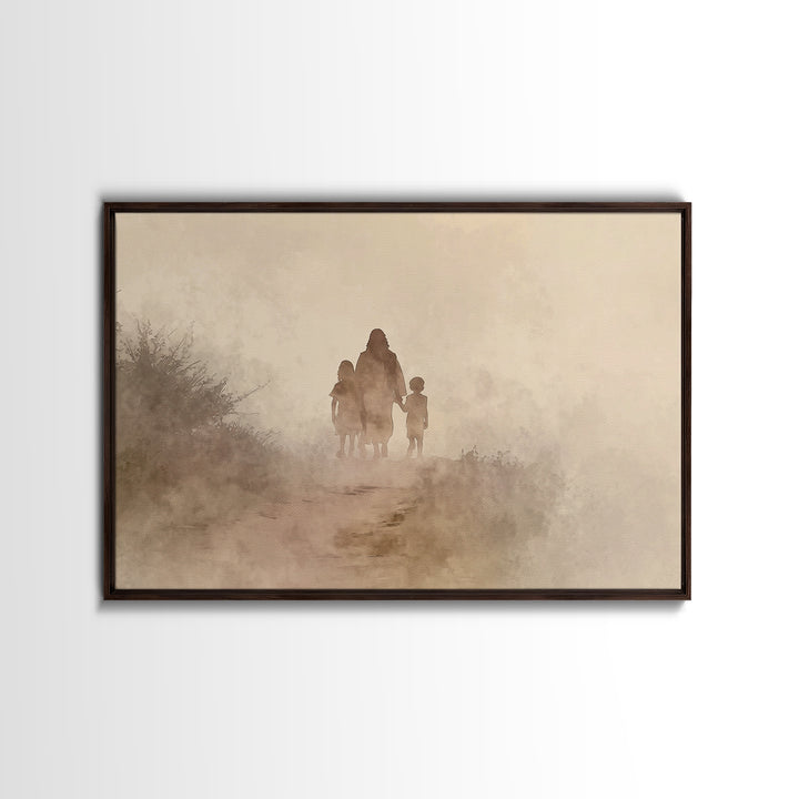 Guiding Steps Home – Framed Canvas Print – Christian Art Canvas – Christian Wall Art – Jesus Painting – Christian Art Prints – Christian Gi