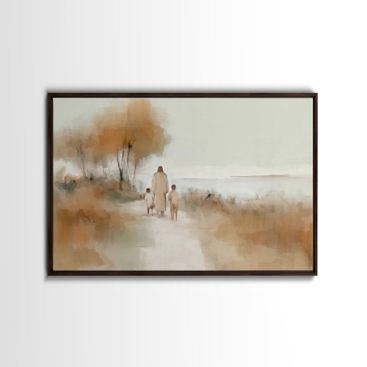 Autumn Walk Grace | Framed Canvas Print | Christian Art Canvas | Christian Wall Art | Jesus Painting | Christian Gift Ideas | Christian Art